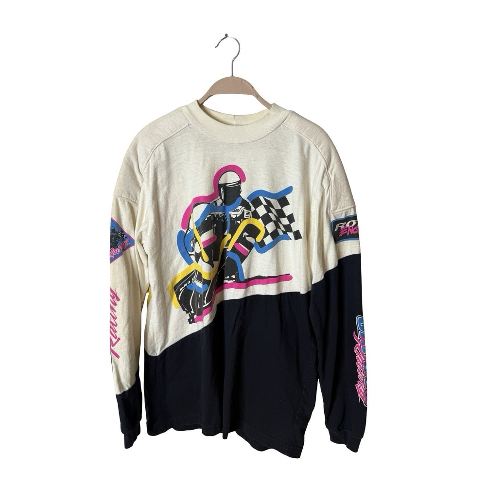 Vintage Skidoo sz Medium long sleeve graphic shirt rotax engine padded shoulder‎
